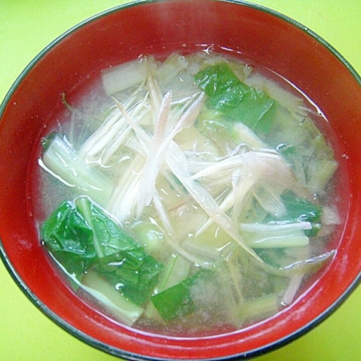 白菜と小松菜みょうがの味噌汁